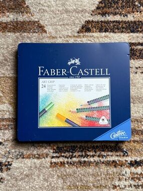 Faber-Castell Art Grip Colored Pencil Tin - Navy Blue - Gently Used Set of 24
